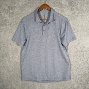 Lululemon Evolution Polo Shirt Mens Medium Blue Short Sleeve Golf Athletic Soft